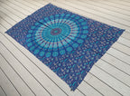 Lotus Mandala Tapestry Wall Hanging Decor 80”X50” Turquoise - DharmaObjects