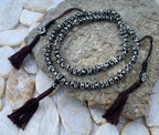 Natural Buffalo Bone Tibetan Endless Knot DZI 108 Beads Prayer Mala - DharmaObjects