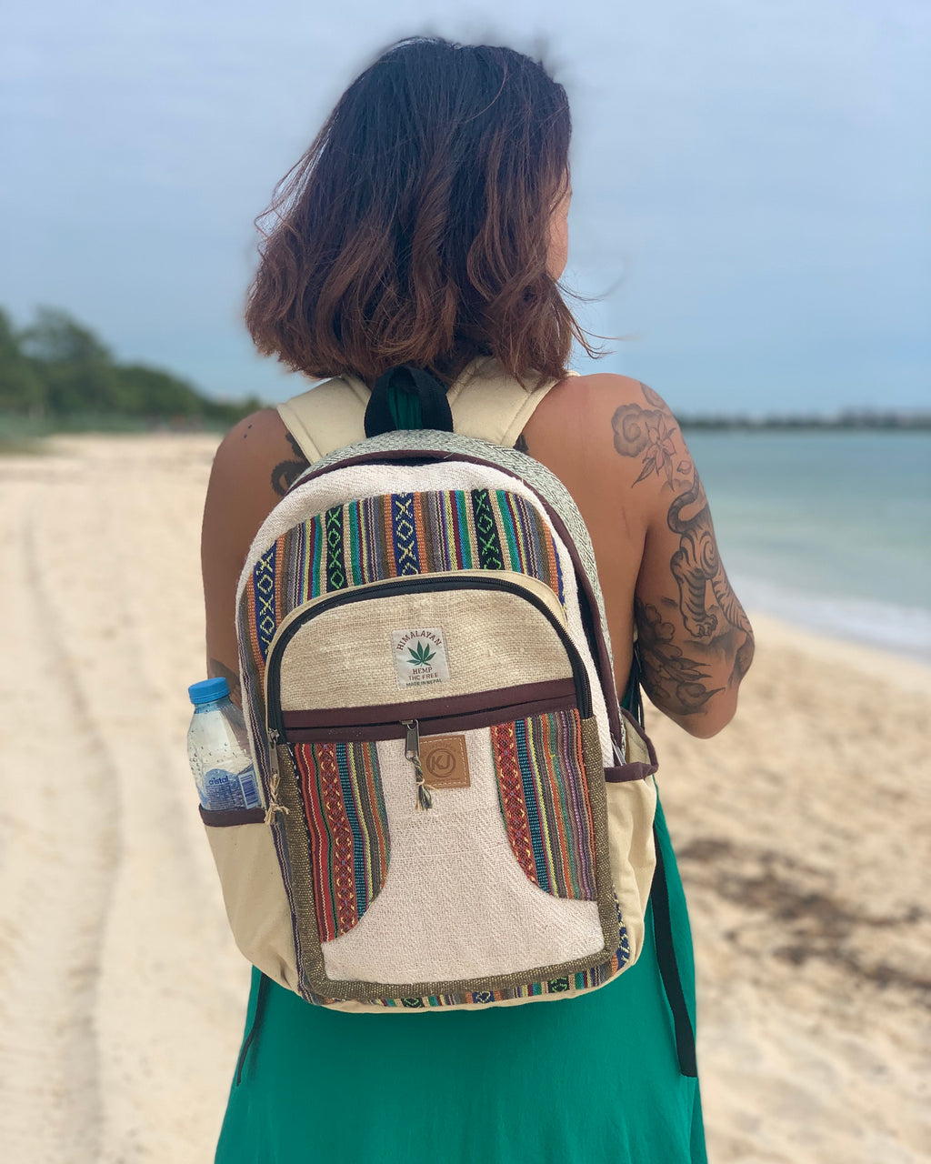 Natural Handmade Large Multi Pocket Hemp Nepal Backpack - DharmaObjects
