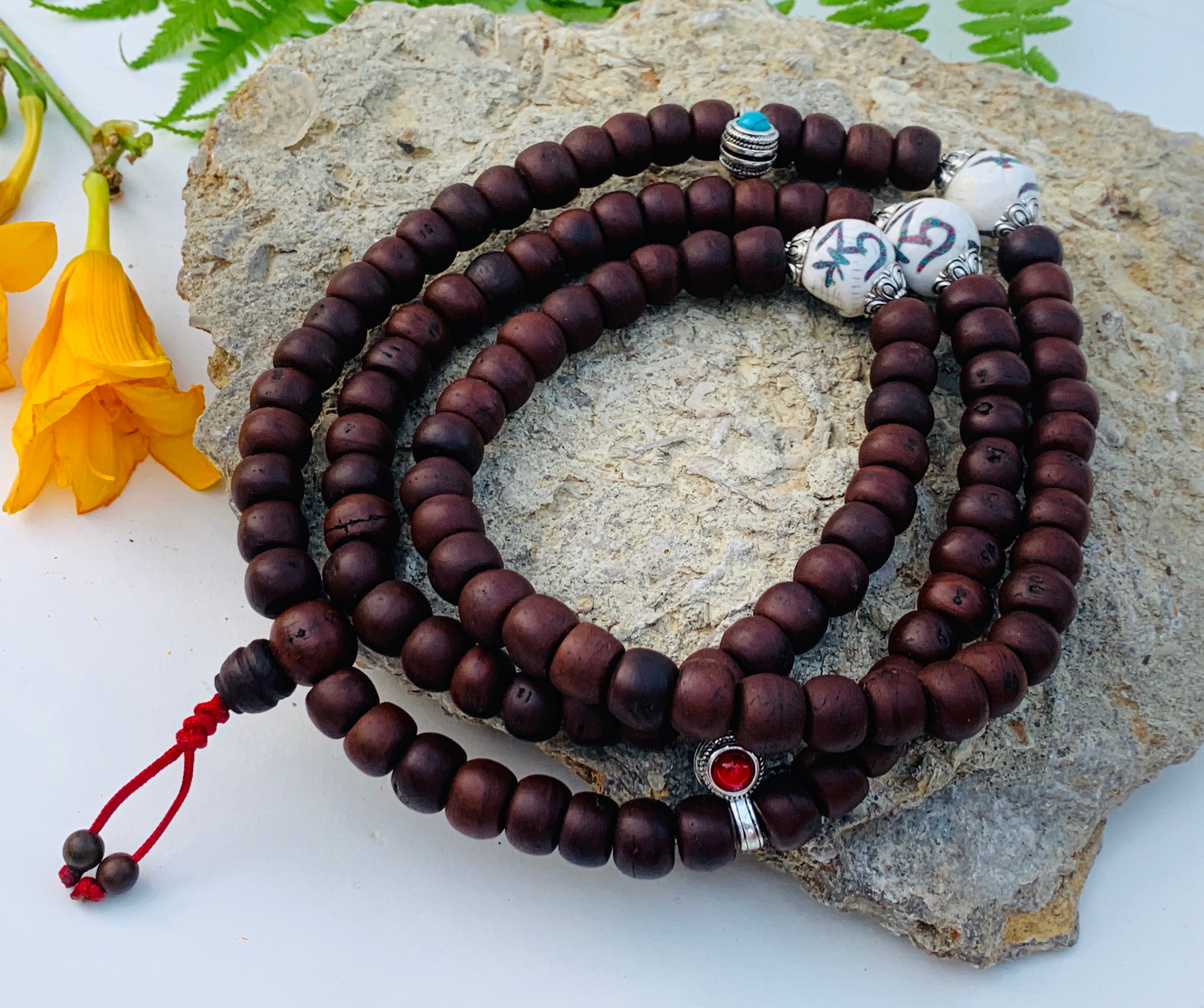 Natural Old Dark Bodhi Seed 108 Beads Prayer Mala - DharmaObjects