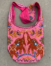 Elephants Hobo Hippie Bohemian Sling Crossbody Bag Purse