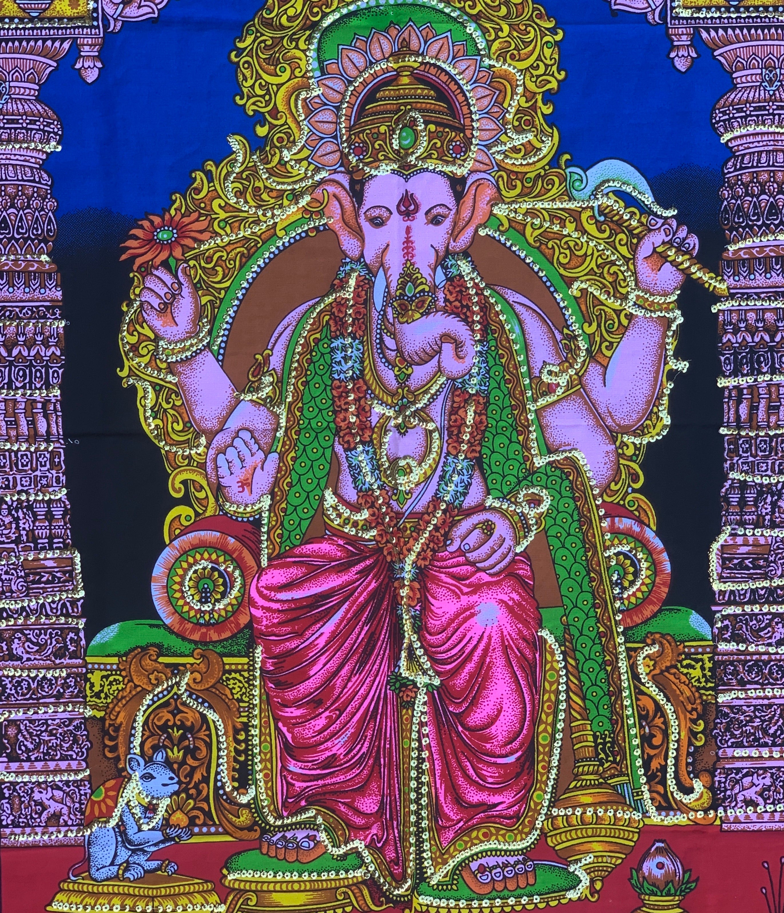 Ganesh Ganesha Yoga Tapestry Wall Hanging Decor 30" X 43" - DharmaObjects