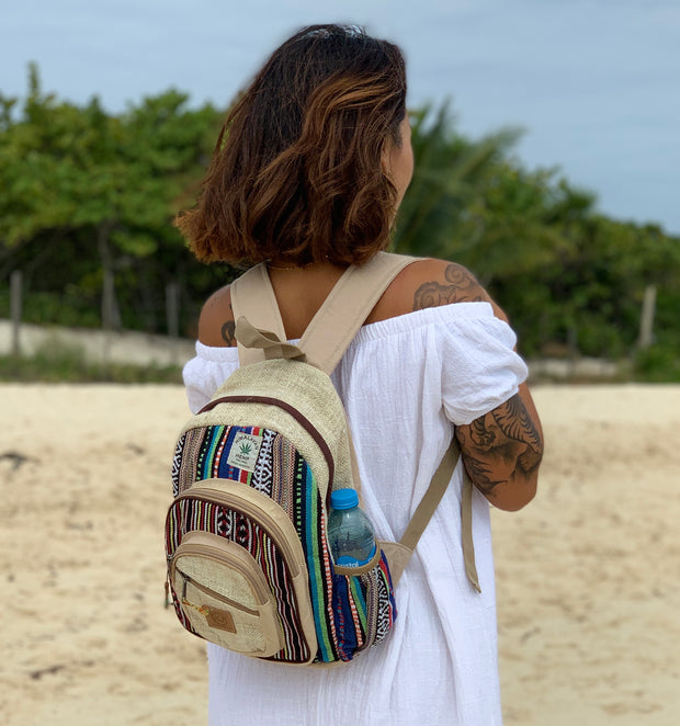 Handmade Natural Hemp Nepal Backpack Purse for Women & Girls Small Lightweight Daypack (DAYPACK1) - DharmaObjects