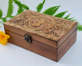OM Hand Carved Jewelry Trinket Keepsake Wooden Storage Box With Lock - DharmaObjects