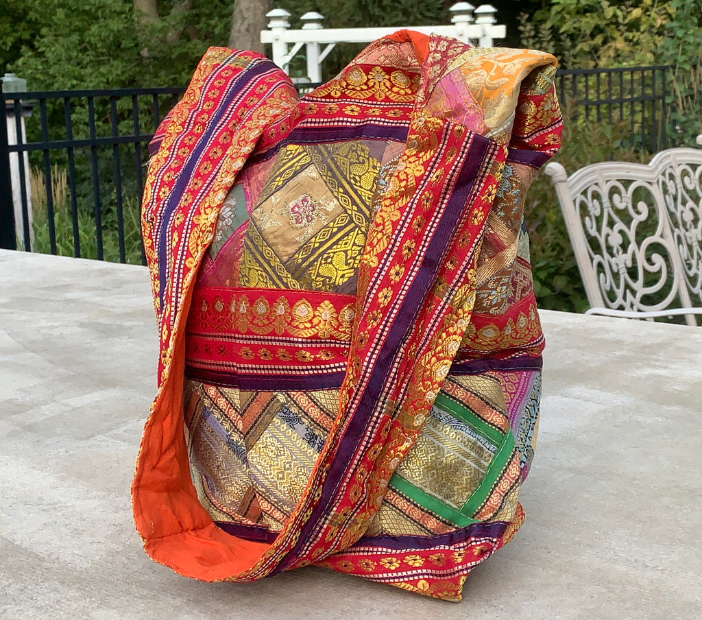 Recycled Sari Patchwork Hippie Hobo Crossbody Bag Purse - DharmaObjects