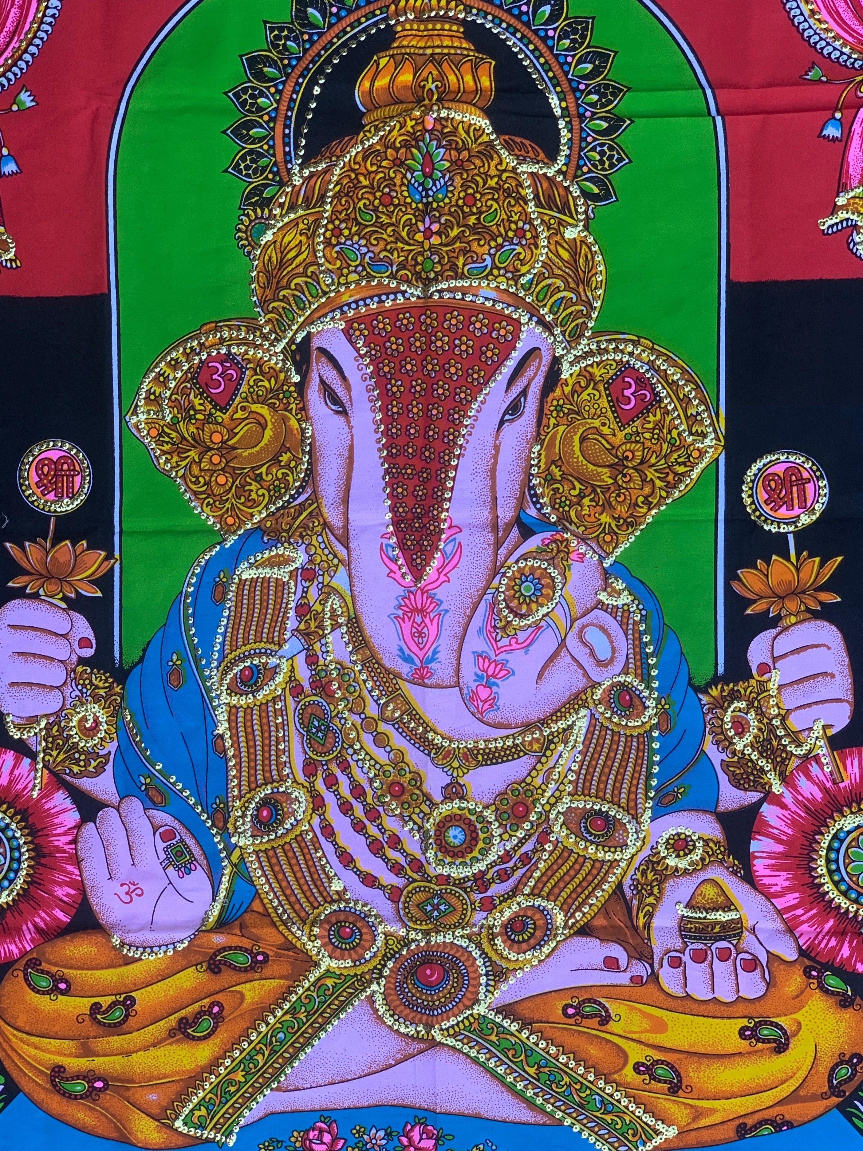 Lord Ganesh Ganesha Tapestry Wall Hanging Decor 30" X 43” - DharmaObjects