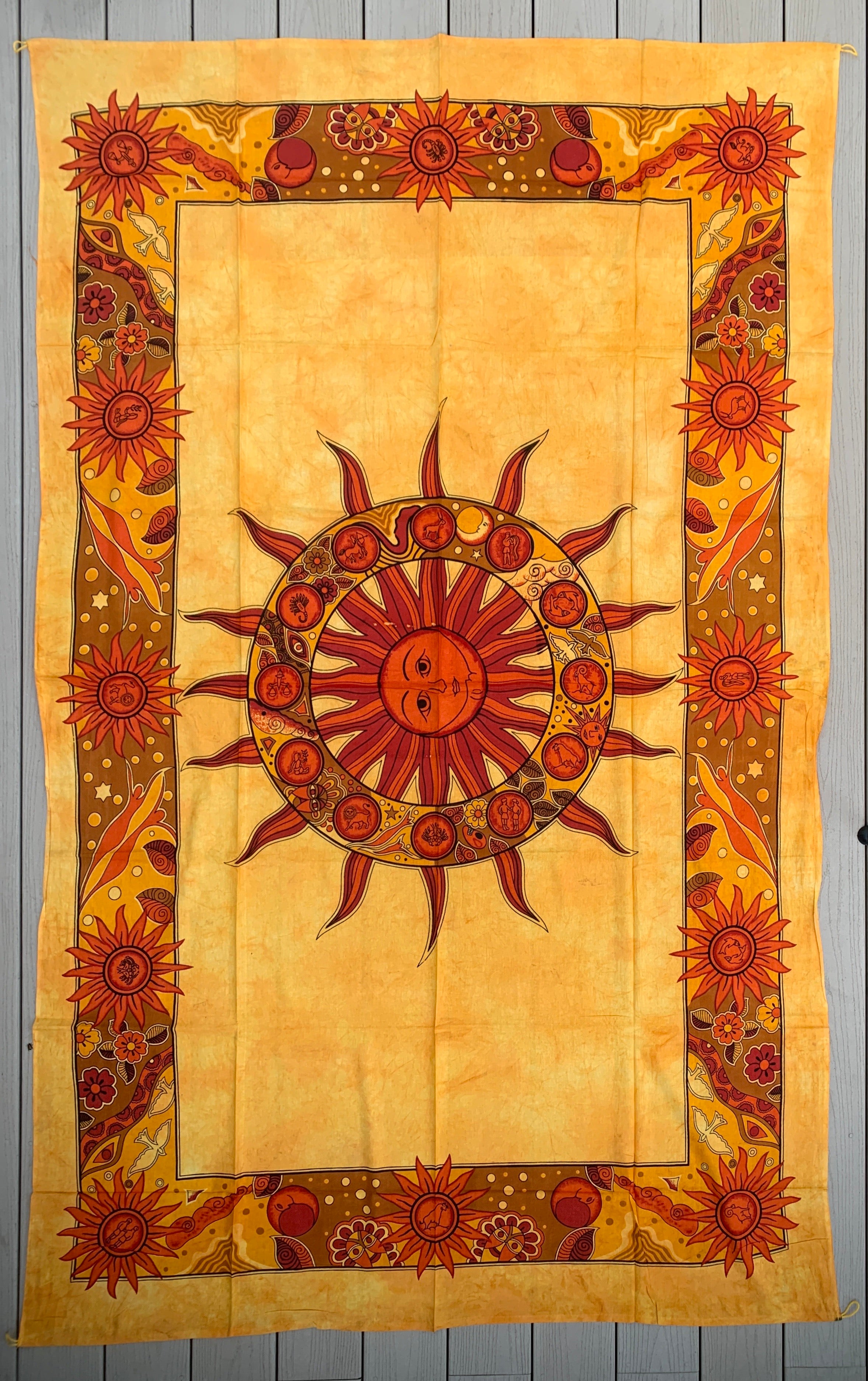 Sun Zodiac Tapestry Wall Decor Hanging 80”X50” - DharmaObjects