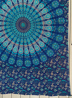 Lotus Mandala Tapestry Wall Hanging Decor 80”X50” Turquoise - DharmaObjects