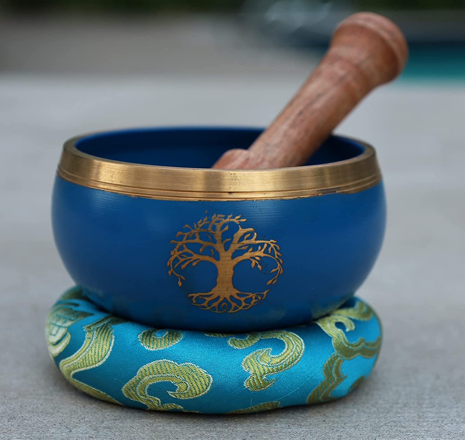 Tibetan Tree Of Life Singing Bowl Mallet Cushion Set ~ For Meditation, Yoga, Spiritual Healing and Mindfulness - DharmaObjects