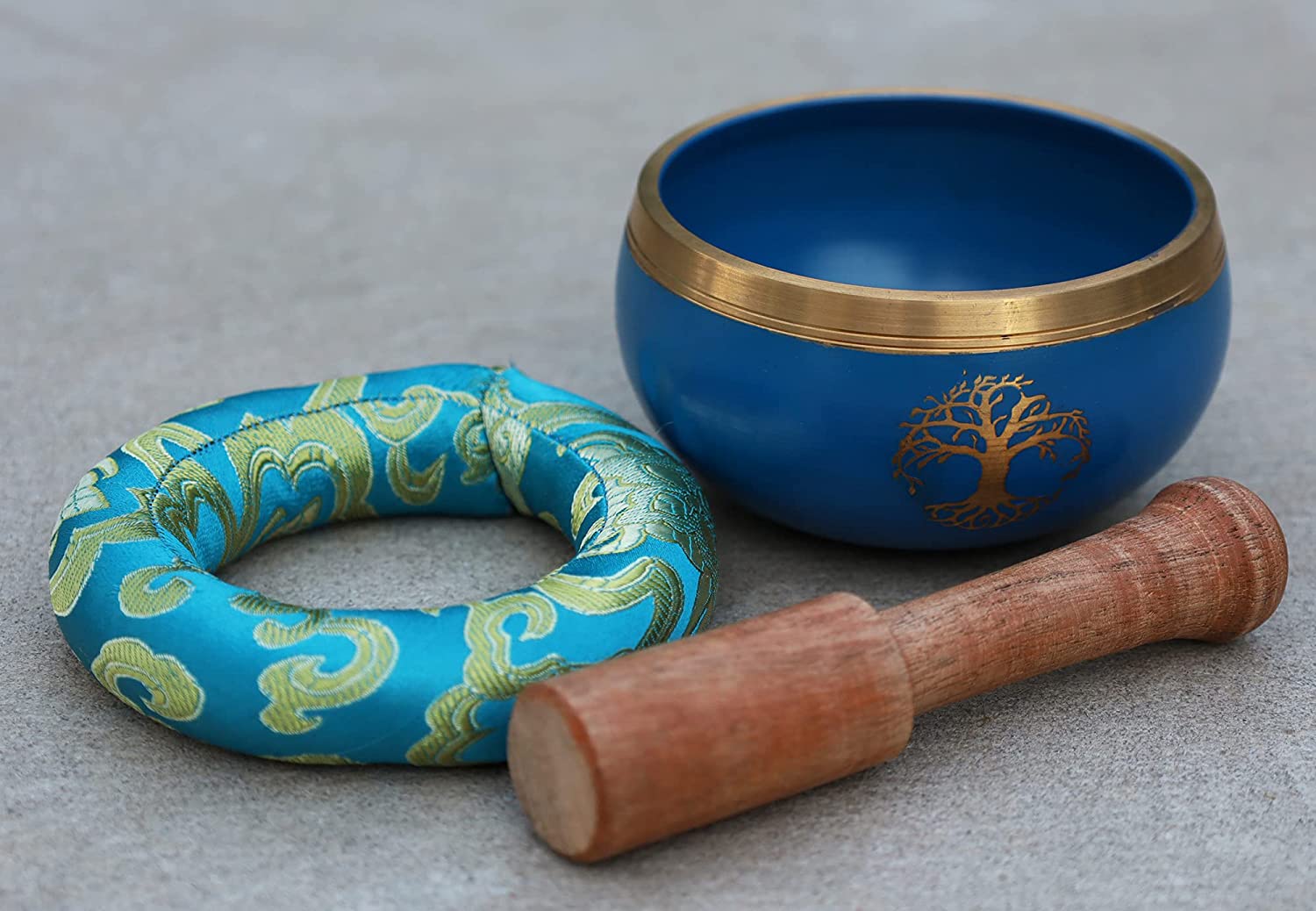 Tibetan Tree Of Life Singing Bowl Mallet Cushion Set ~ For Meditation, Yoga, Spiritual Healing and Mindfulness - DharmaObjects